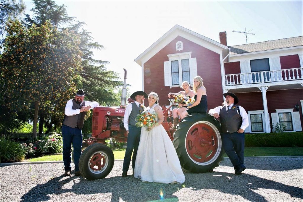 Historic Oakdale Ranch, Yolo County. Farm Country. Historic Farmhouse and vintage tractor.