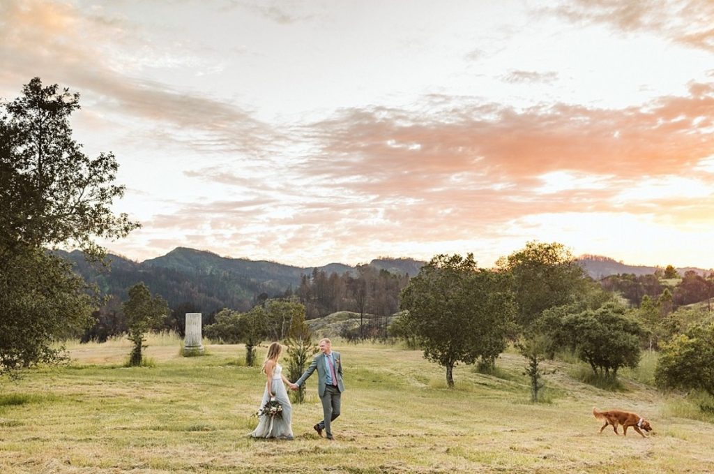 Triple S. Ranch. Napa Valley. Newlyweds walking the grounds