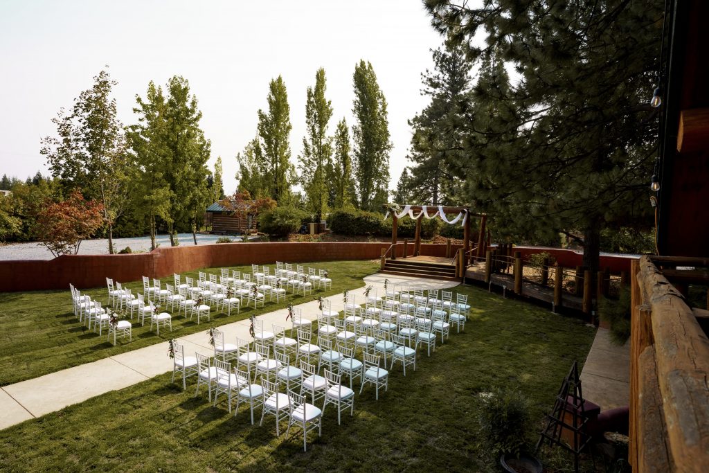 Sierra Banquet Center, Camino CA, El Dorado County. Ceremony lawn.