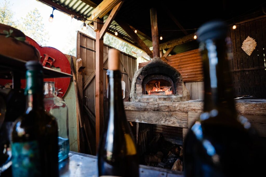 Chateau Daveall Boutique Winery. El Dorado County. Pizza Oven fired up.