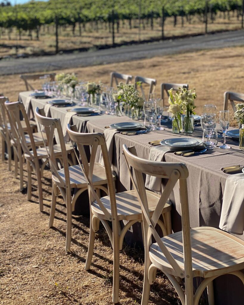 Mount Brown Vineyard Sonora Wedding Venue Family dinner table setup
