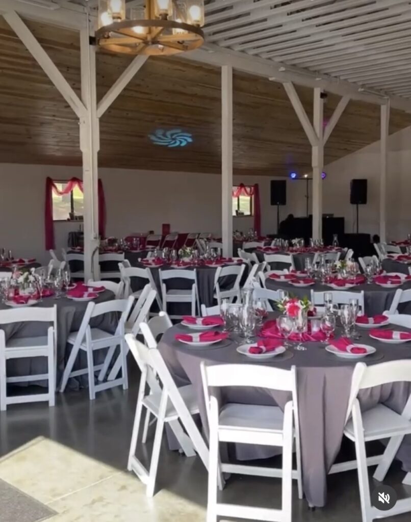 Mount Brown Vineyard Sonora Wedding Venue event barn reception setup