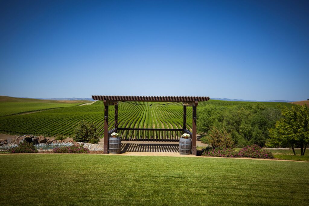 Zamora Hills Ranch, Yolo County. Ceremony lawn and altar.
