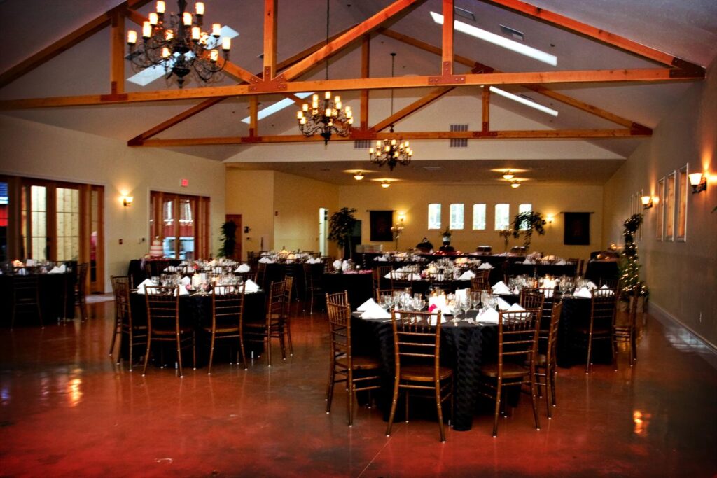 Flower Farm Inn Norcal Wedding Events reception setup in barn