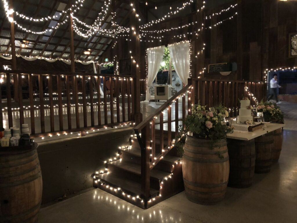 Taber Ranch Wedding Events Barn lighting