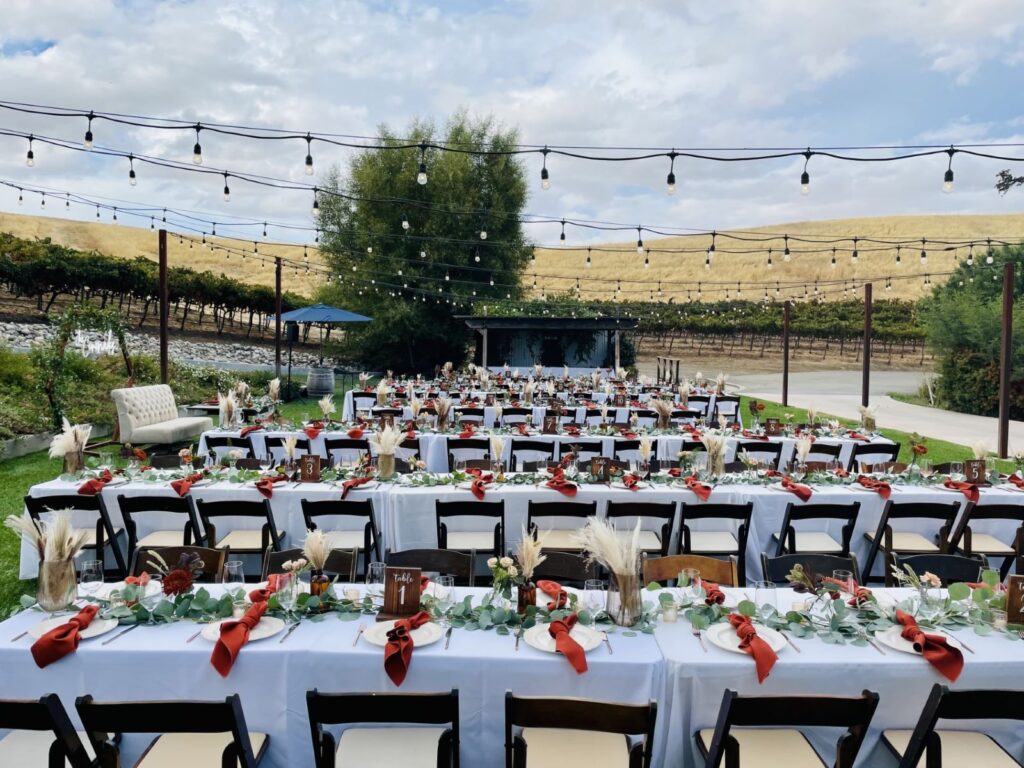 Taber Ranch Wedding Events Reception tables