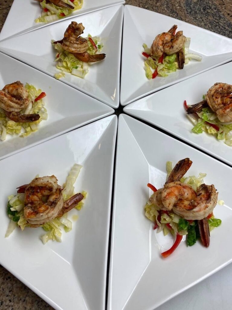Acoustic Events, Sacramento Catering Company. First Course of shrimp salad.